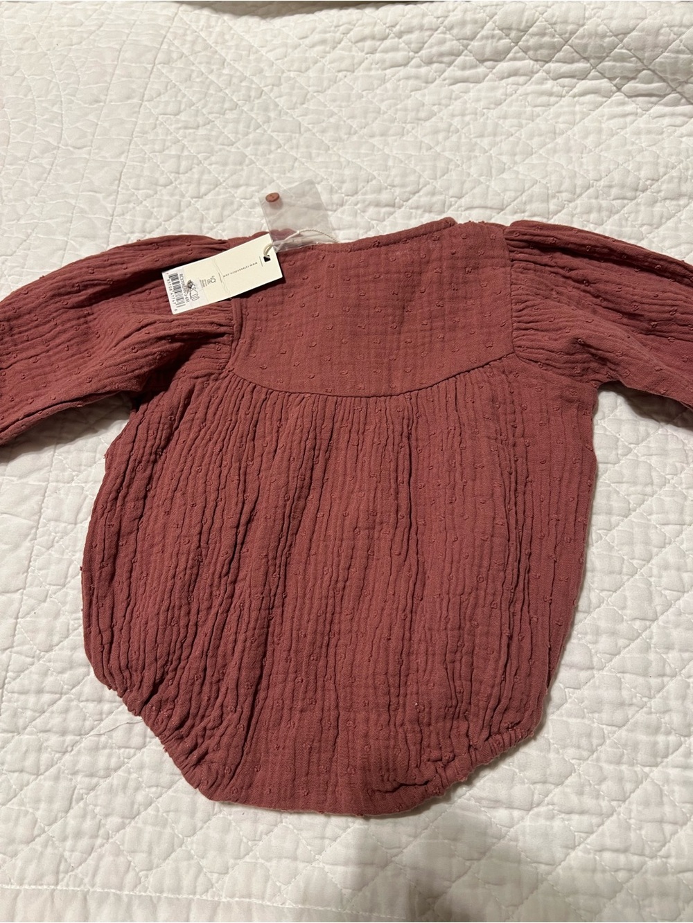 NEW Rylee + Cru Raspberry Gwen Button-Front Long Sleeve Bubble Romper - Picture 5 of 8
